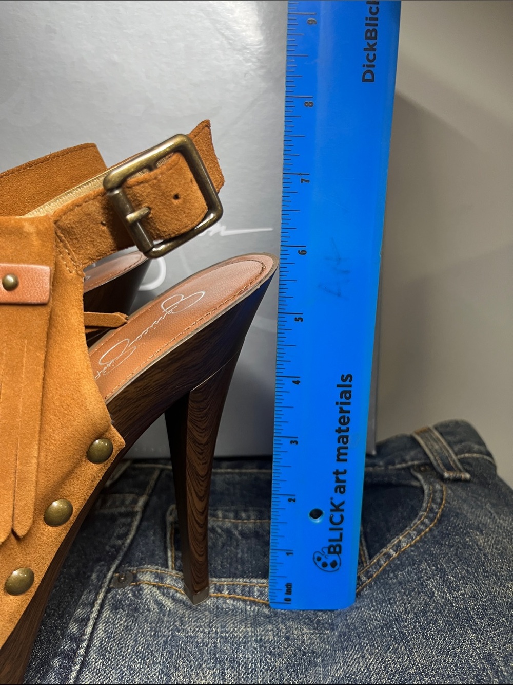 Jessica Simpson Fringe Suede Peep-Toe Sandals - Brown 11M - Picture 5 of 5